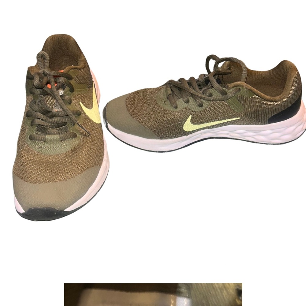 Nike Kids Olive and Neon Yellow Sneakers